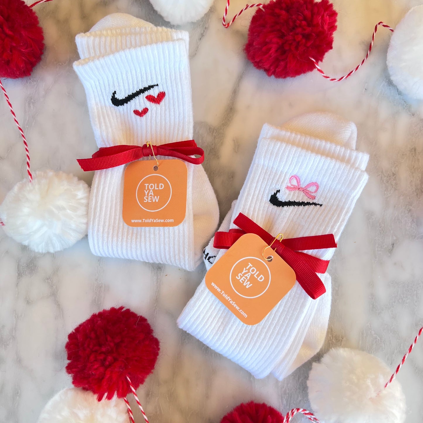 Valentine's Embroidered Nike Crew Socks