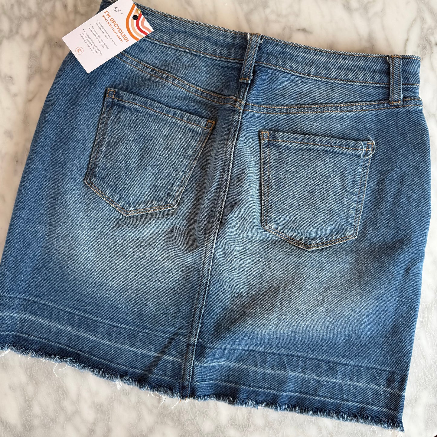 "Summer in Cincy" Upcycled Embroidered Denim Mini Skirt