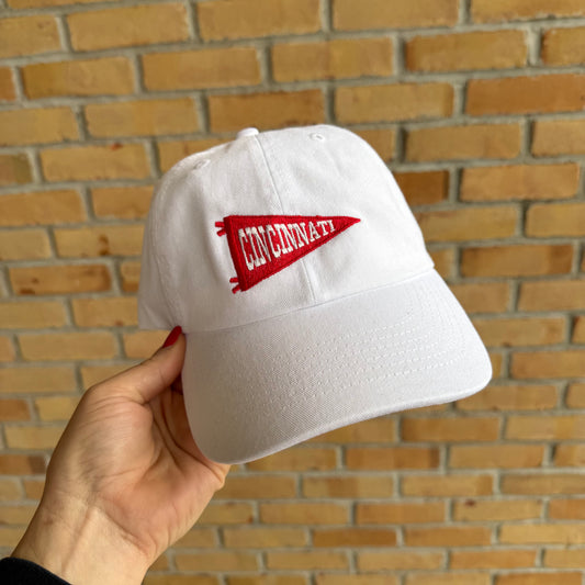 Cincinnati Reds Pennant Embroidered Baseball Cap Hat