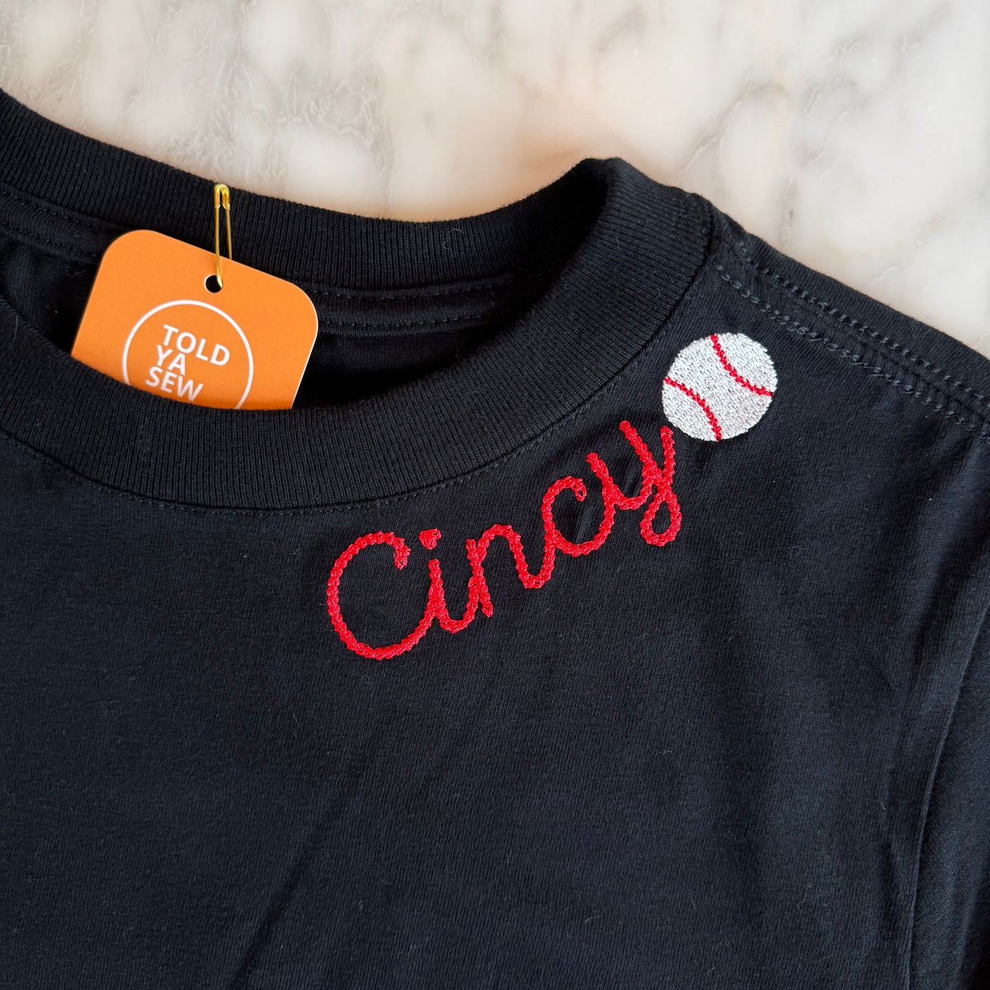 Cincy Baseball Embroidered Relaxed Women's Mid-Length T-Shirt