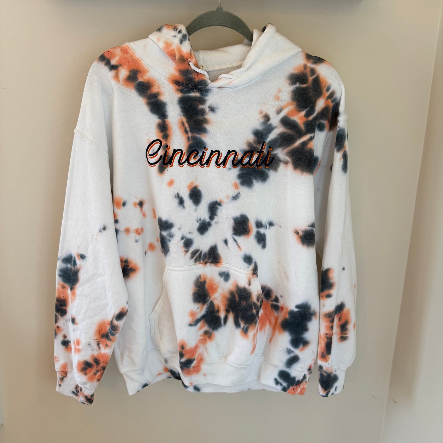FC Cincy Soccer Embroidered Upcycled Tie-Dyed Hoodie