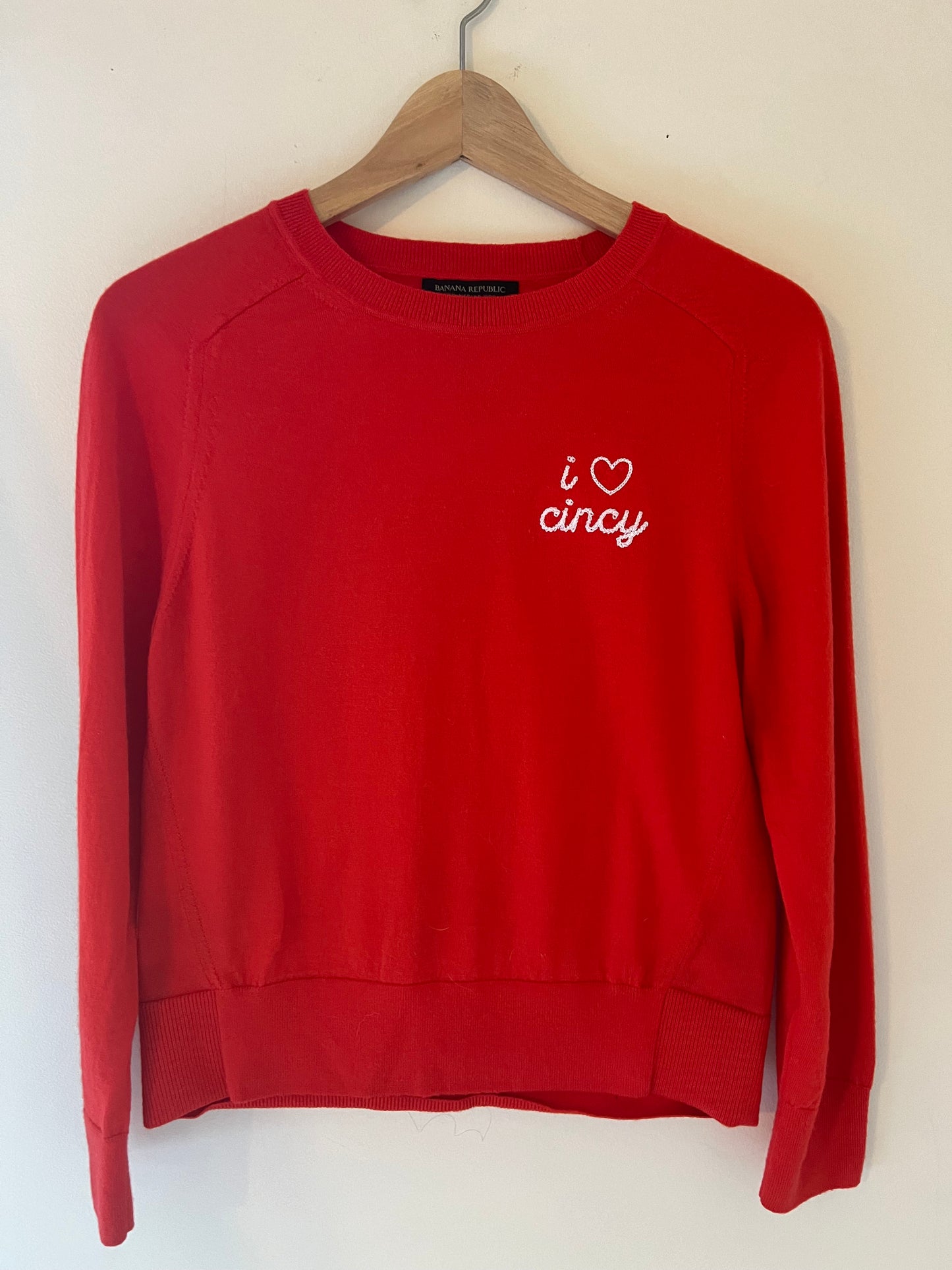 "I love Cincy" Upcycled Merino Wool Sweater