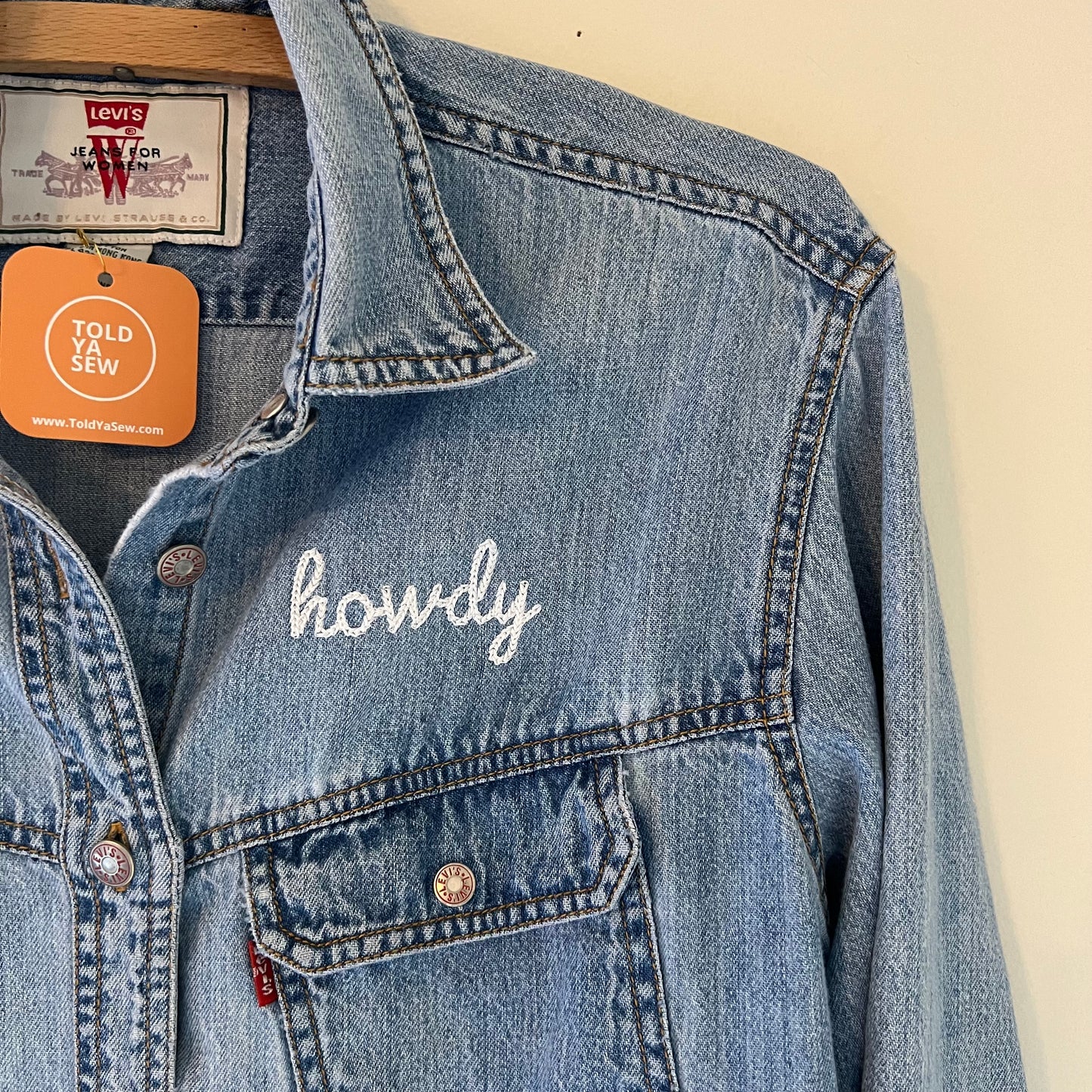 "Howdy" Upcycled Levi's Denim Shirt