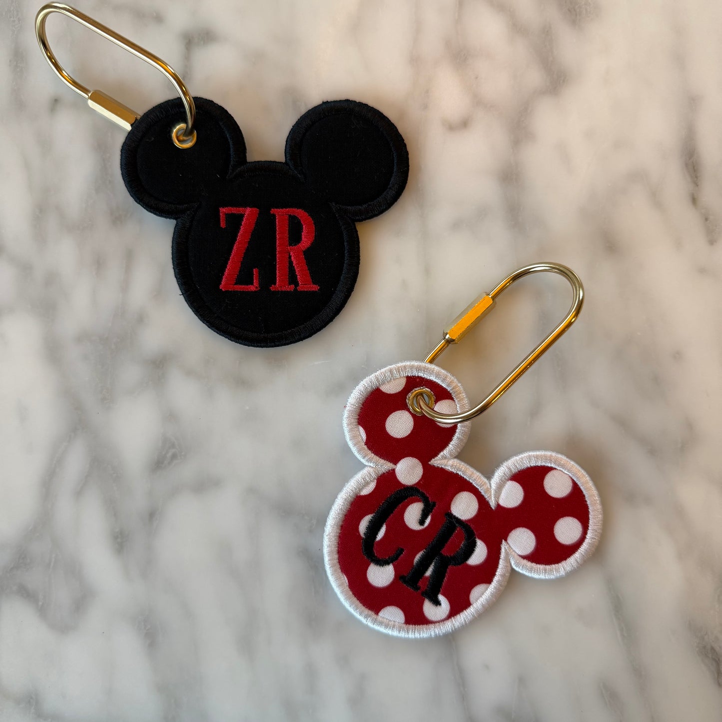 Personalized Mouse Ears Embroidered Bag Charm | Luggage Tag | Keychain