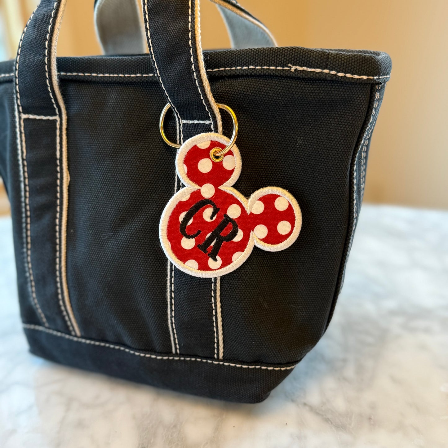 Personalized Mouse Ears Embroidered Bag Charm | Luggage Tag | Keychain