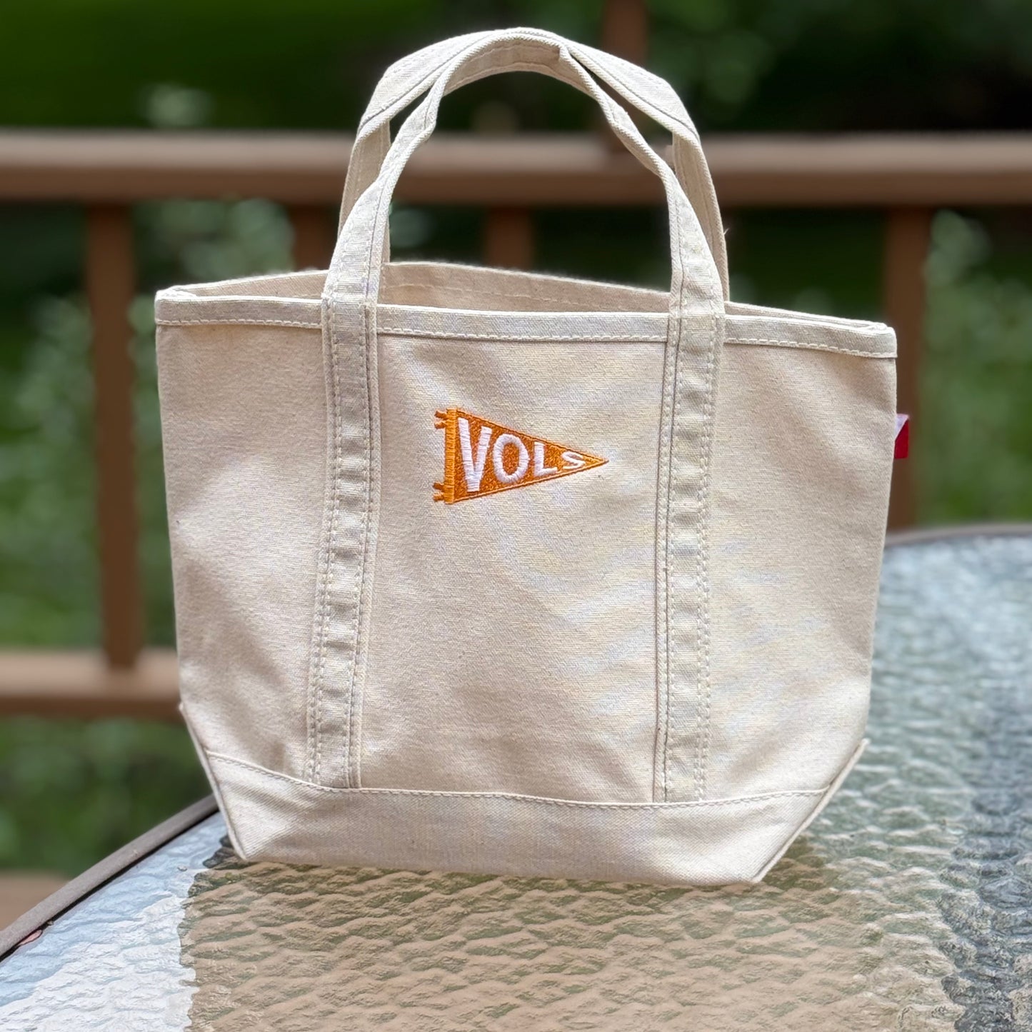 Custom Embroidered Pennant Flag Mini Canvas Tote Bag