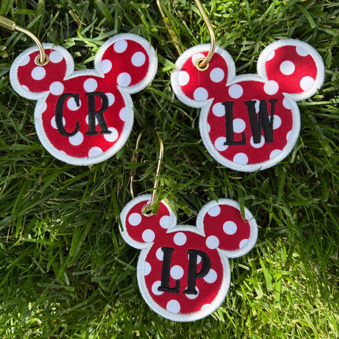Personalized Mouse Ears Embroidered Bag Charm | Luggage Tag | Keychain