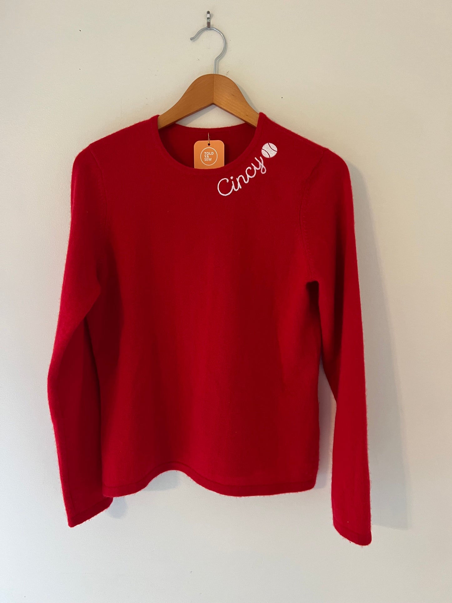 Cincy Baseball Upcycled Cashmere Sweater