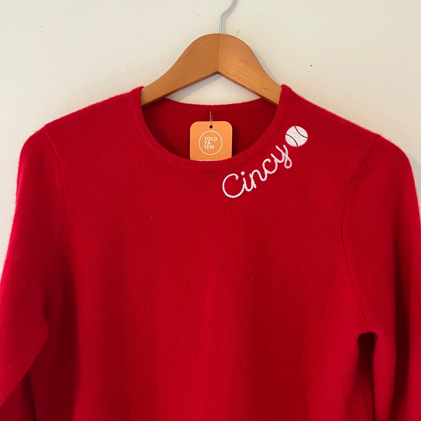 Cincy Baseball Upcycled Cashmere Sweater