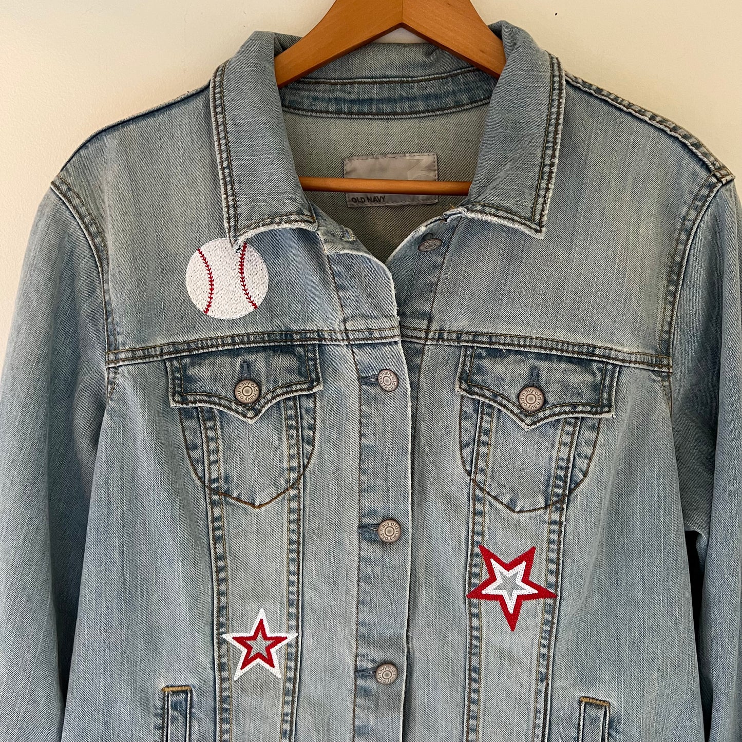 Cincinnati Reds Upcycled Embroidered Denim Jacket