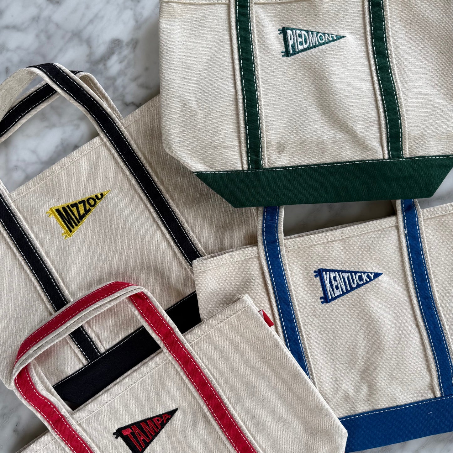 Custom Embroidered Pennant Flag Mini Canvas Tote Bag