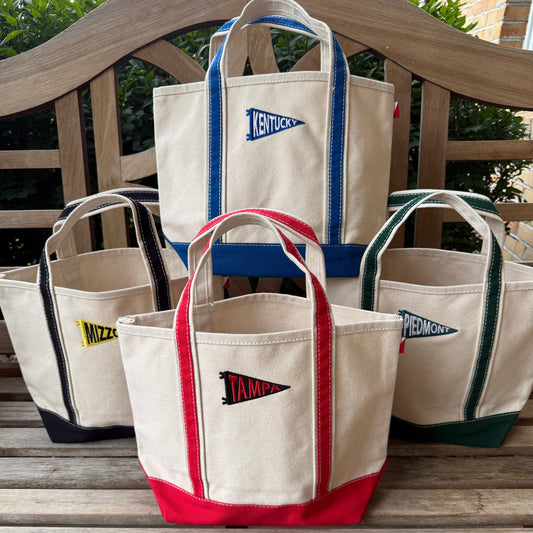 Custom Embroidered Pennant Flag Mini Canvas Tote Bag