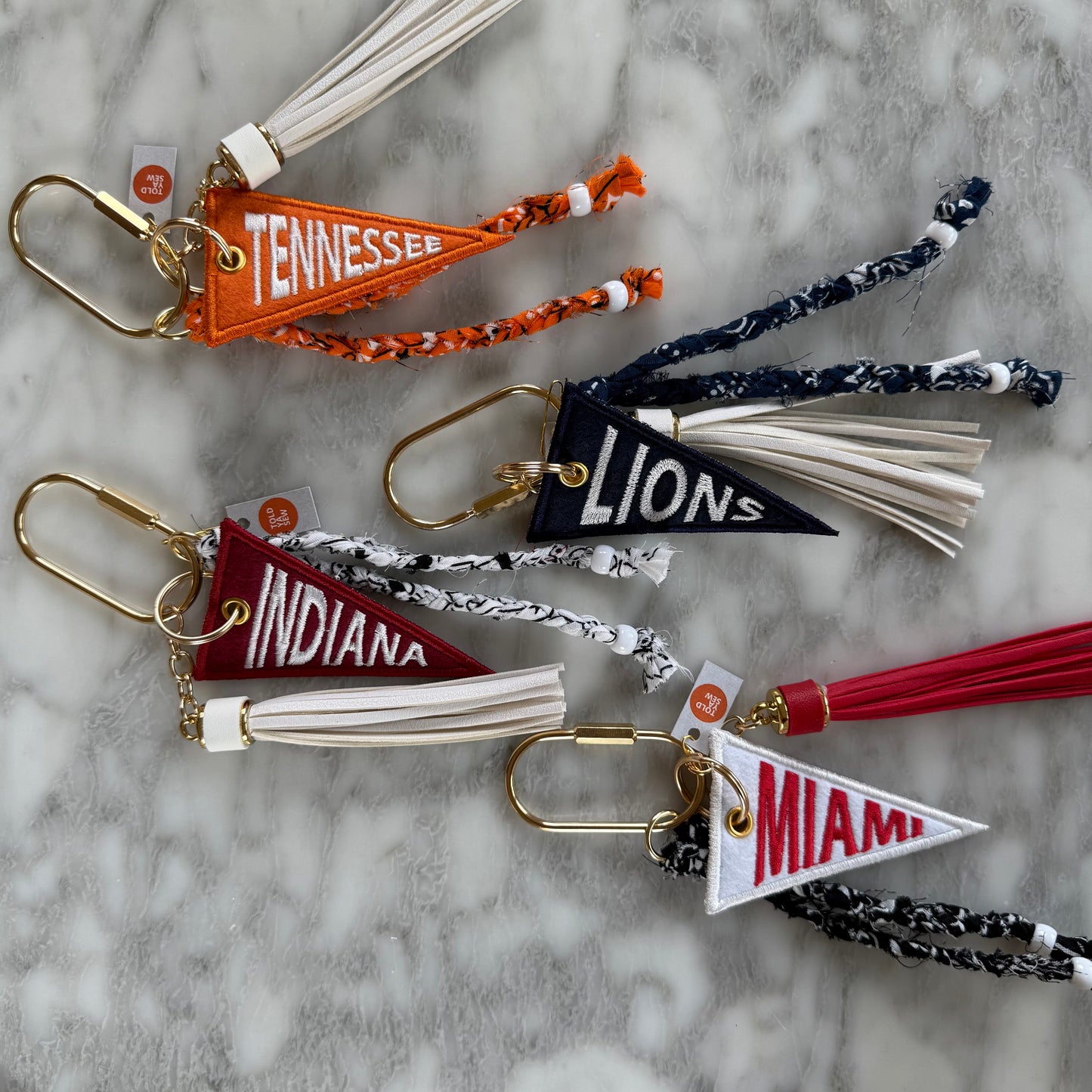 Custom Embroidered Pennant Bag Charm