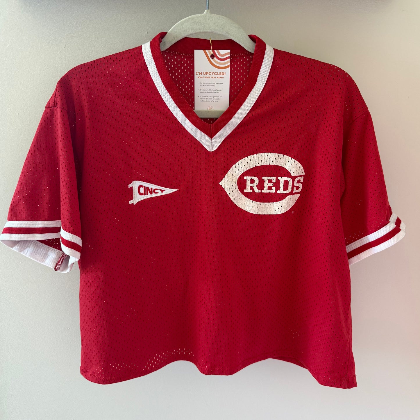 Upcycled Vintage 80s Cincinnati Reds Cropped Mesh Jersey