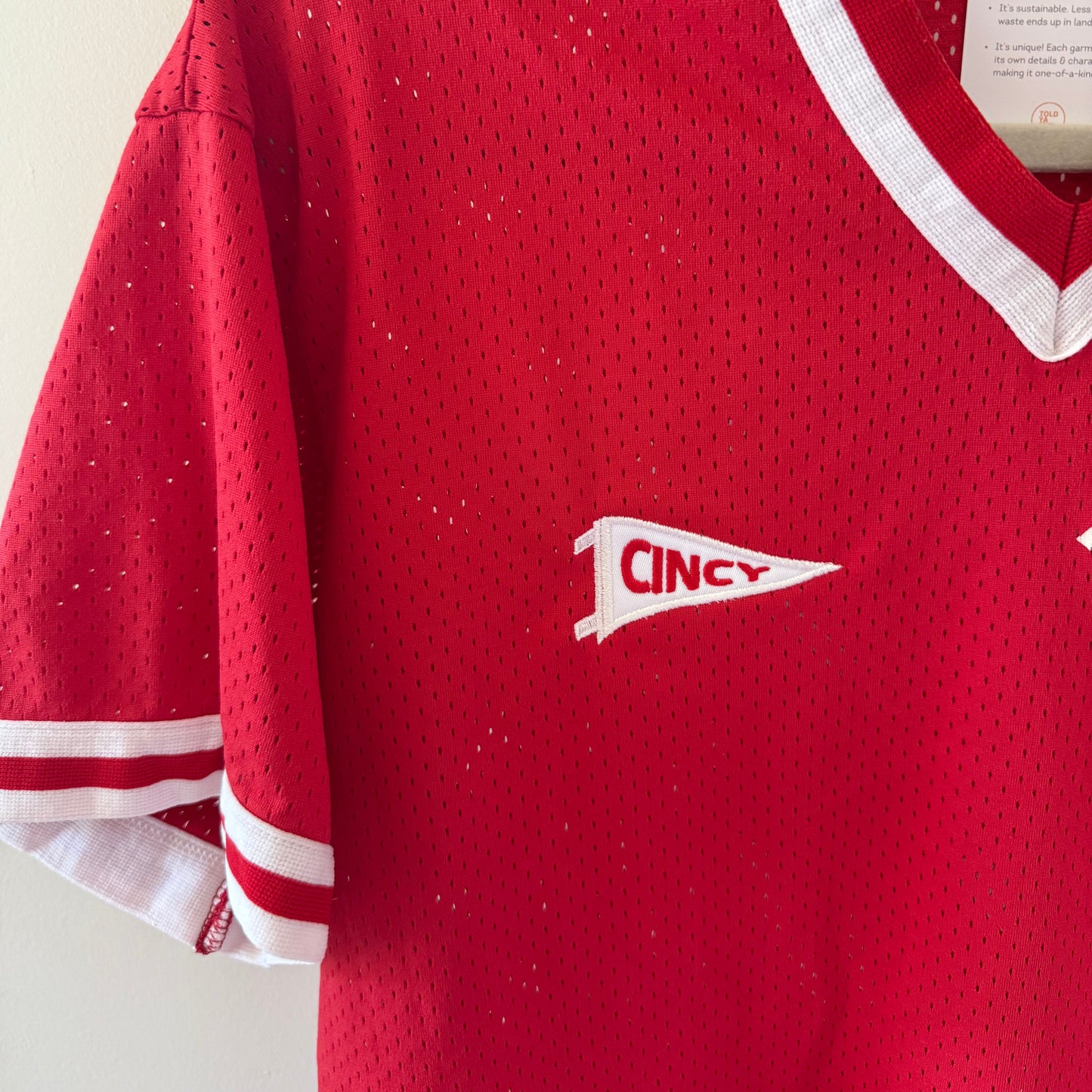 Upcycled Vintage 80s Cincinnati Reds Cropped Mesh Jersey