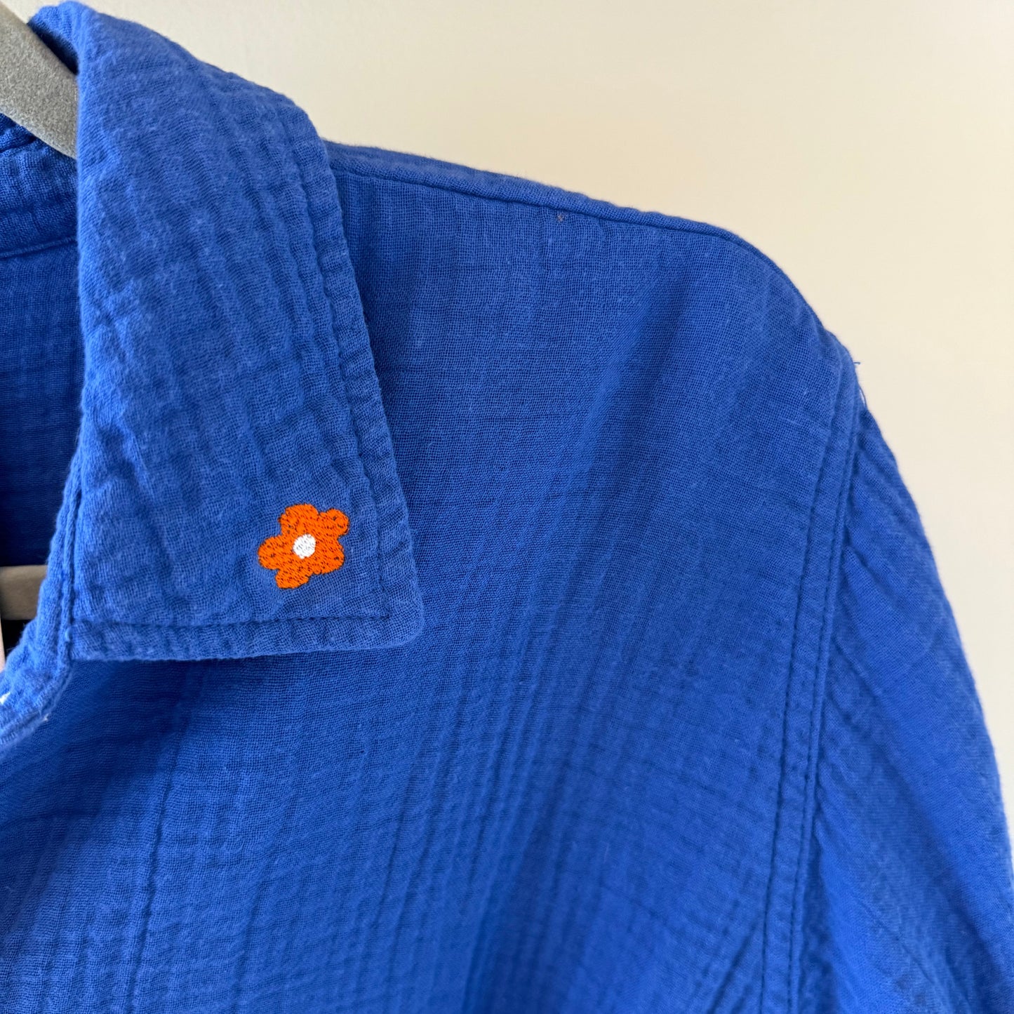 FCC Embroidered Upcycled Women's Blue Blouse