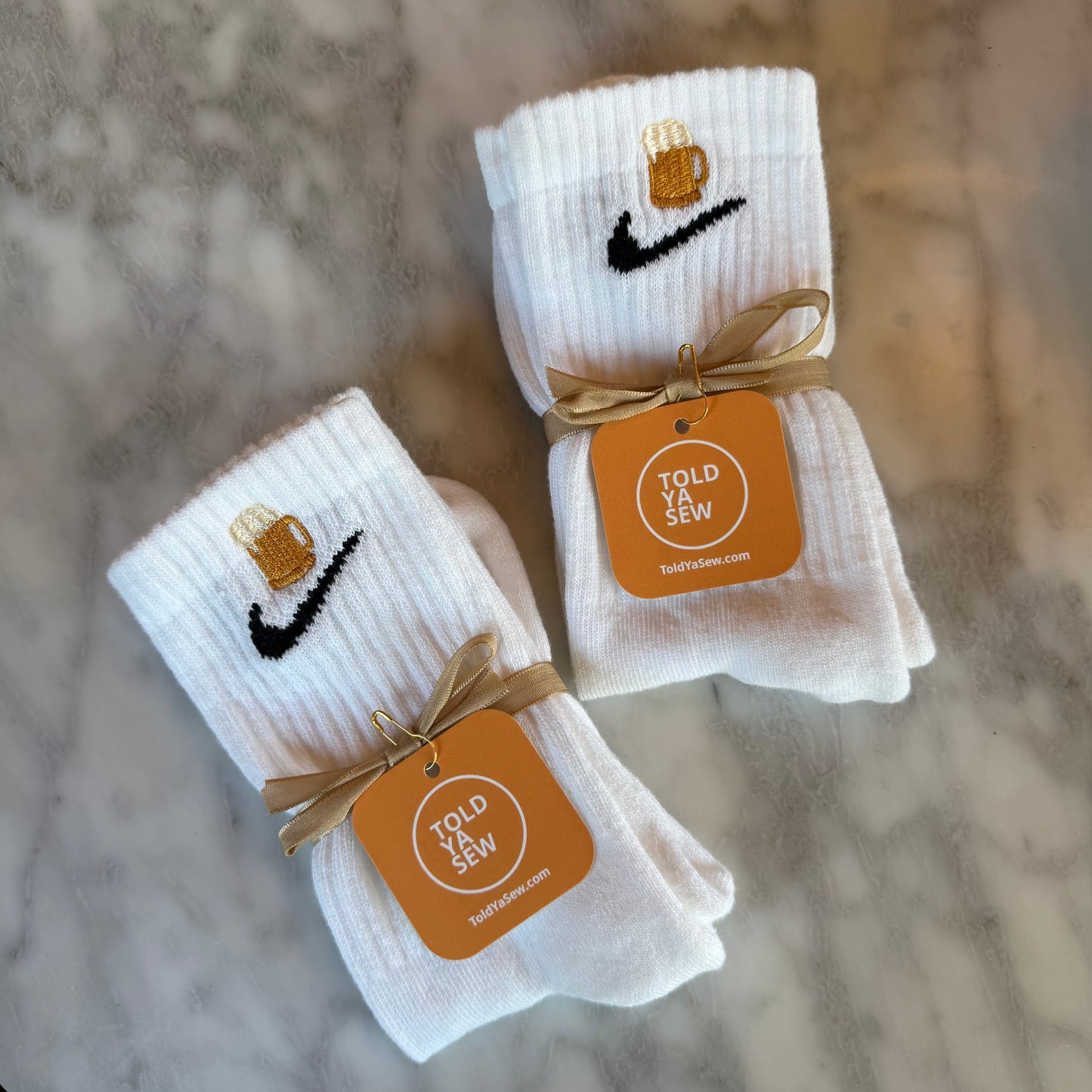 Embroidered Beer Mug Nike Crew Socks