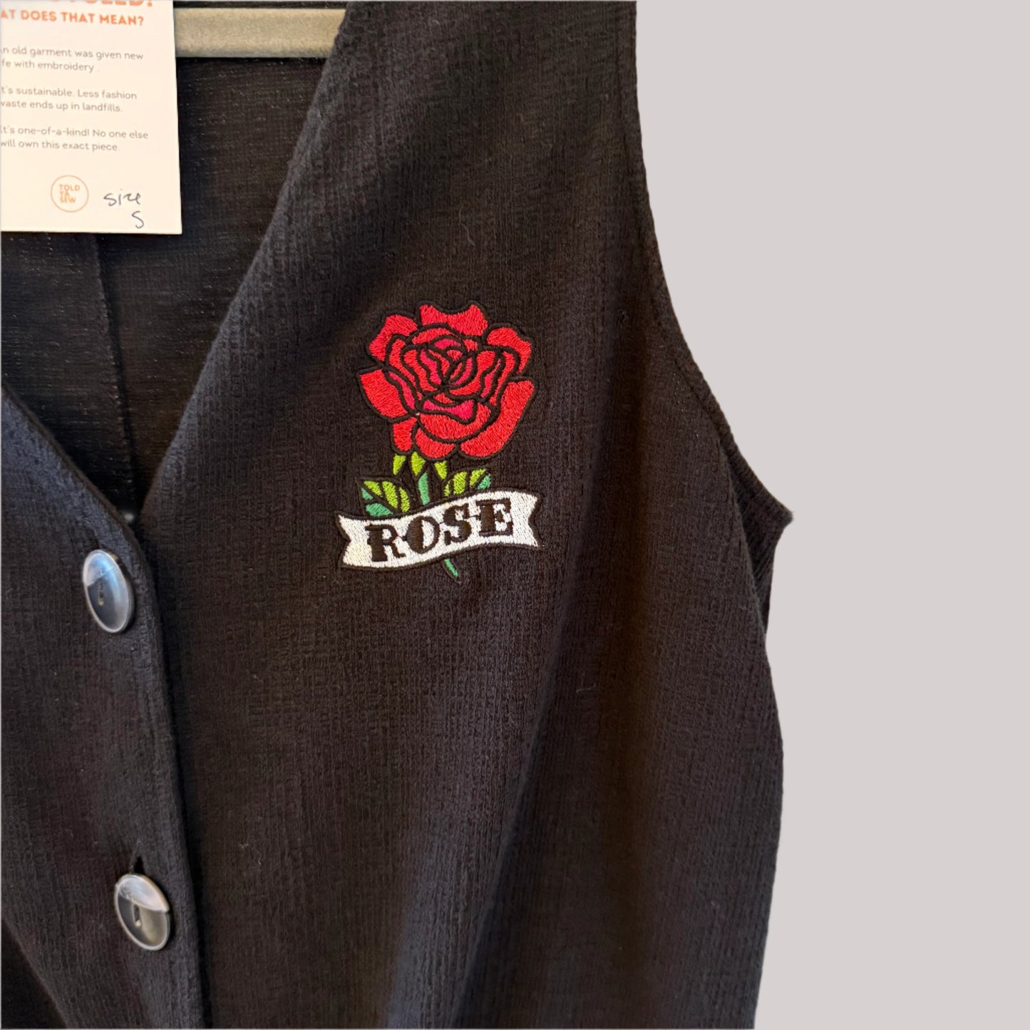 Rose "Long Live the Hustle" Button-Up Women's Upcycled Sleeveless Tank