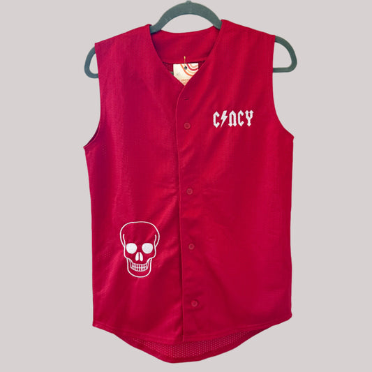"Cincy 'Til I Die" Upcycled Sleeveless Baseball Jersey