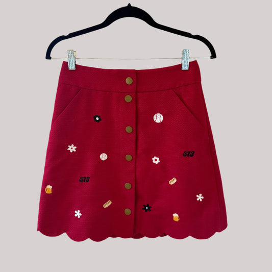"Summertime in Cincy" Embroidered Upcycled Skirt