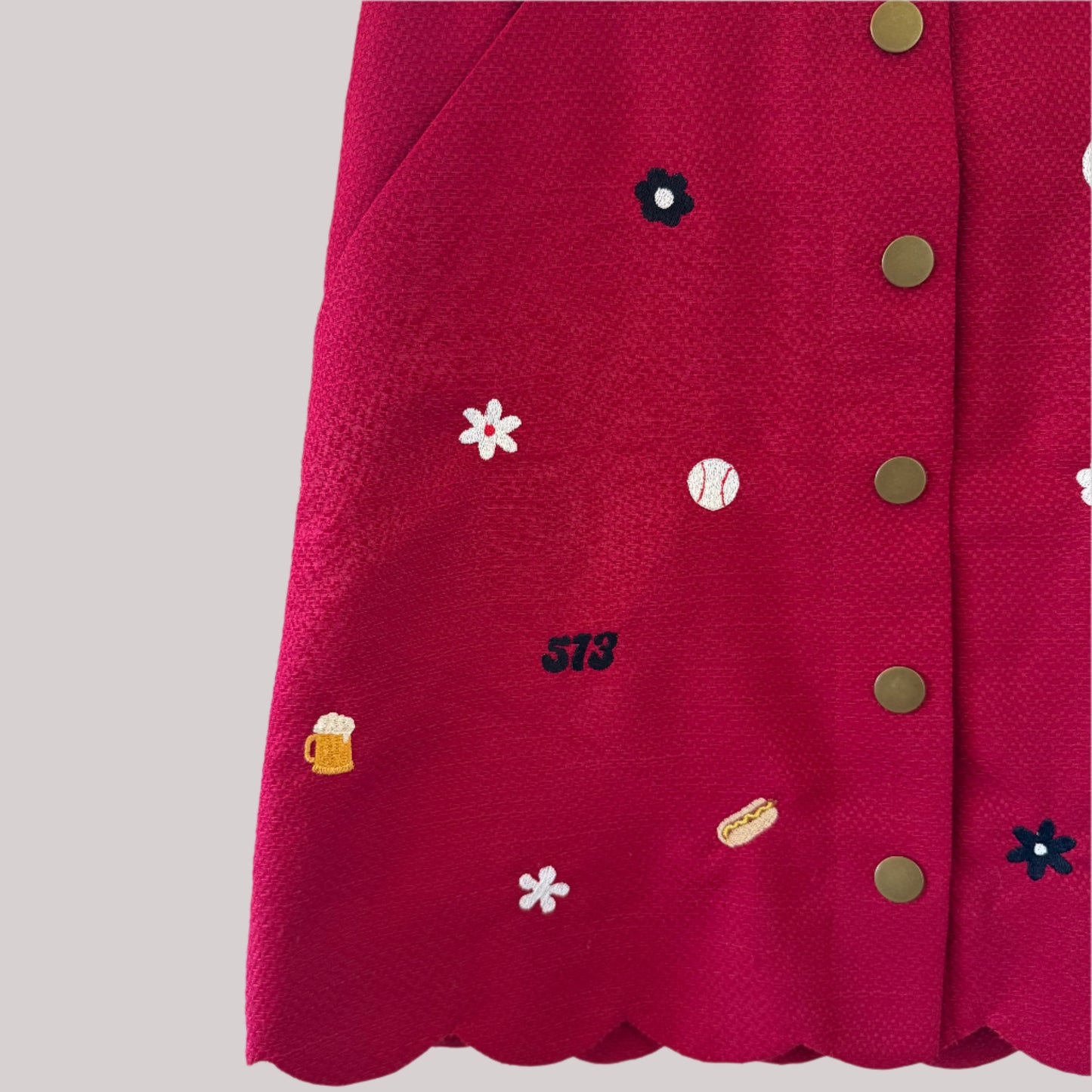 "Summertime in Cincy" Embroidered Upcycled Skirt