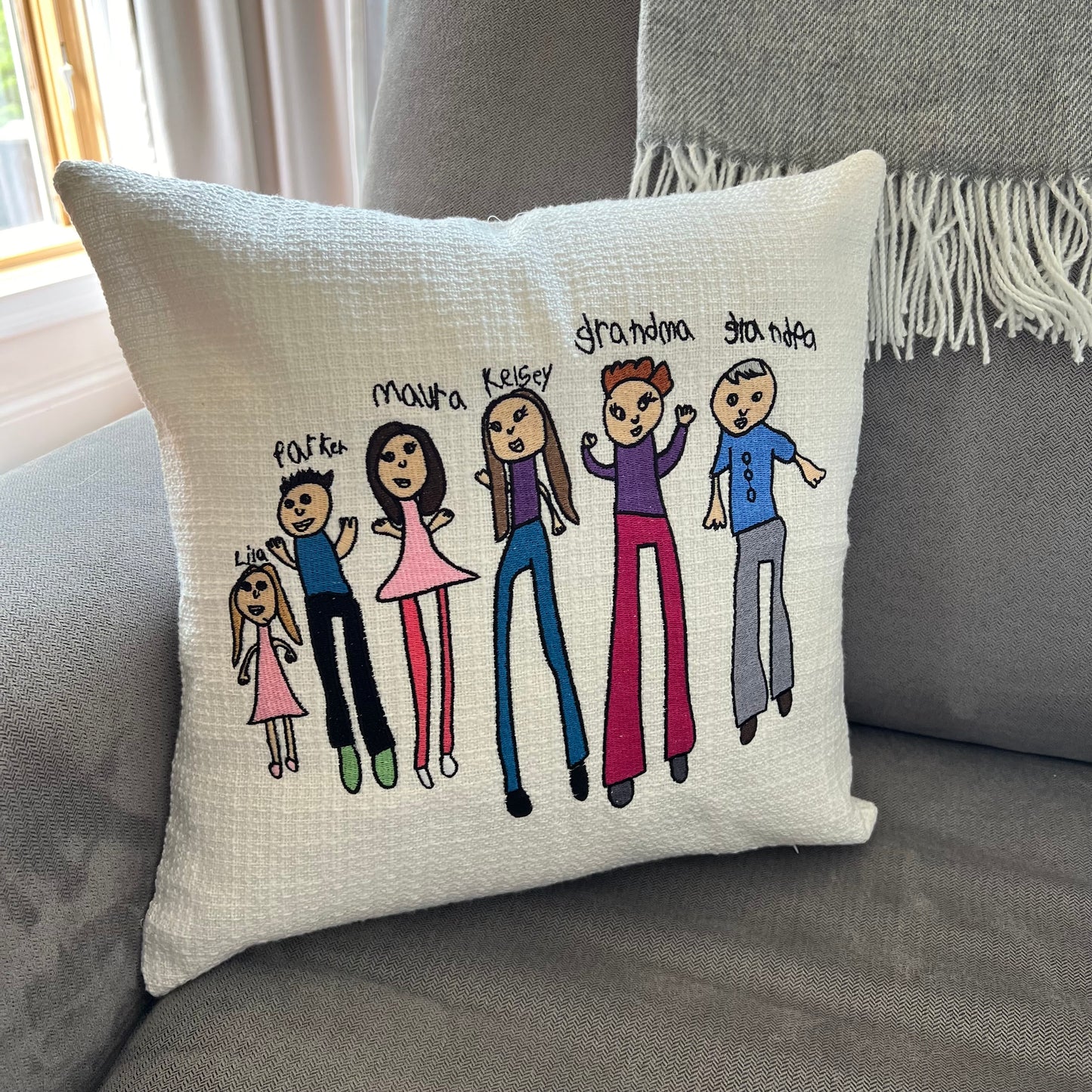 Embroidered Kids Drawing Pillow