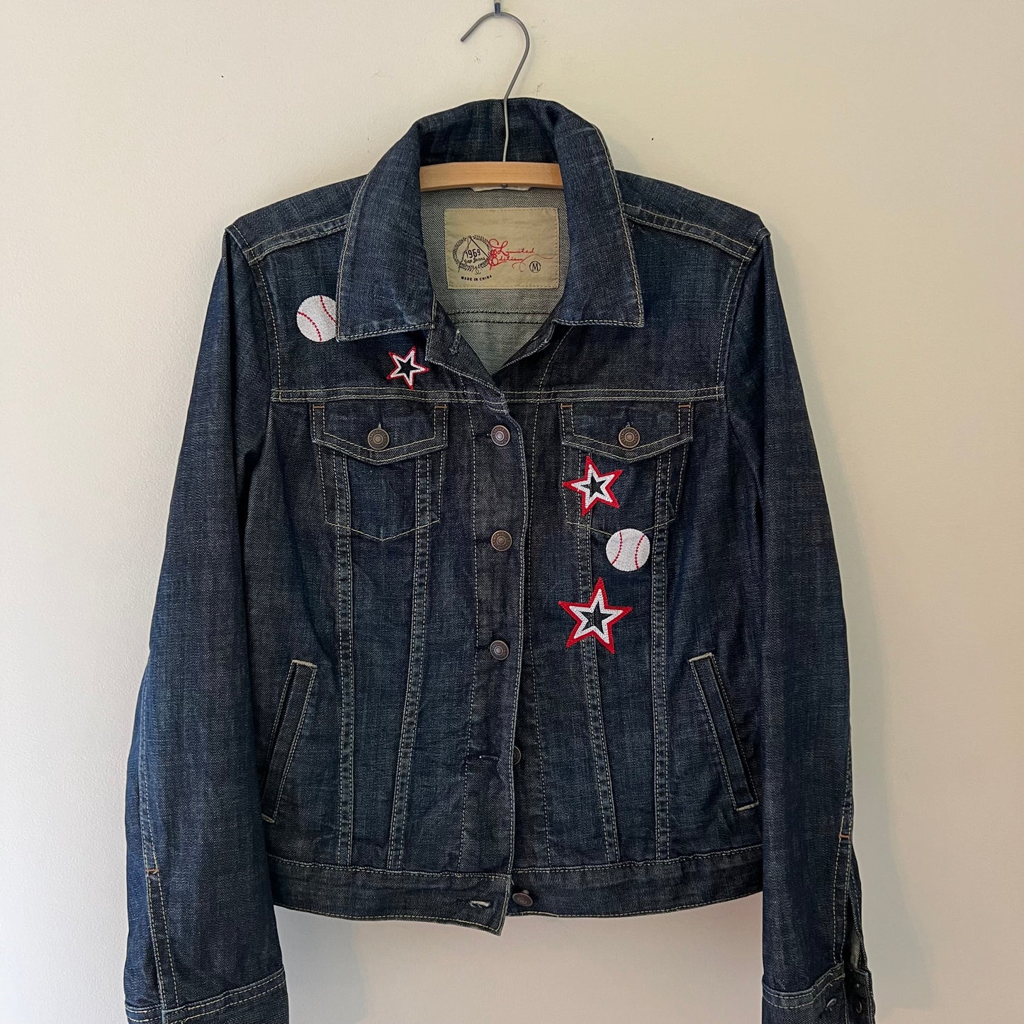 Baseball Embroidered Upcycled Denim Jacket