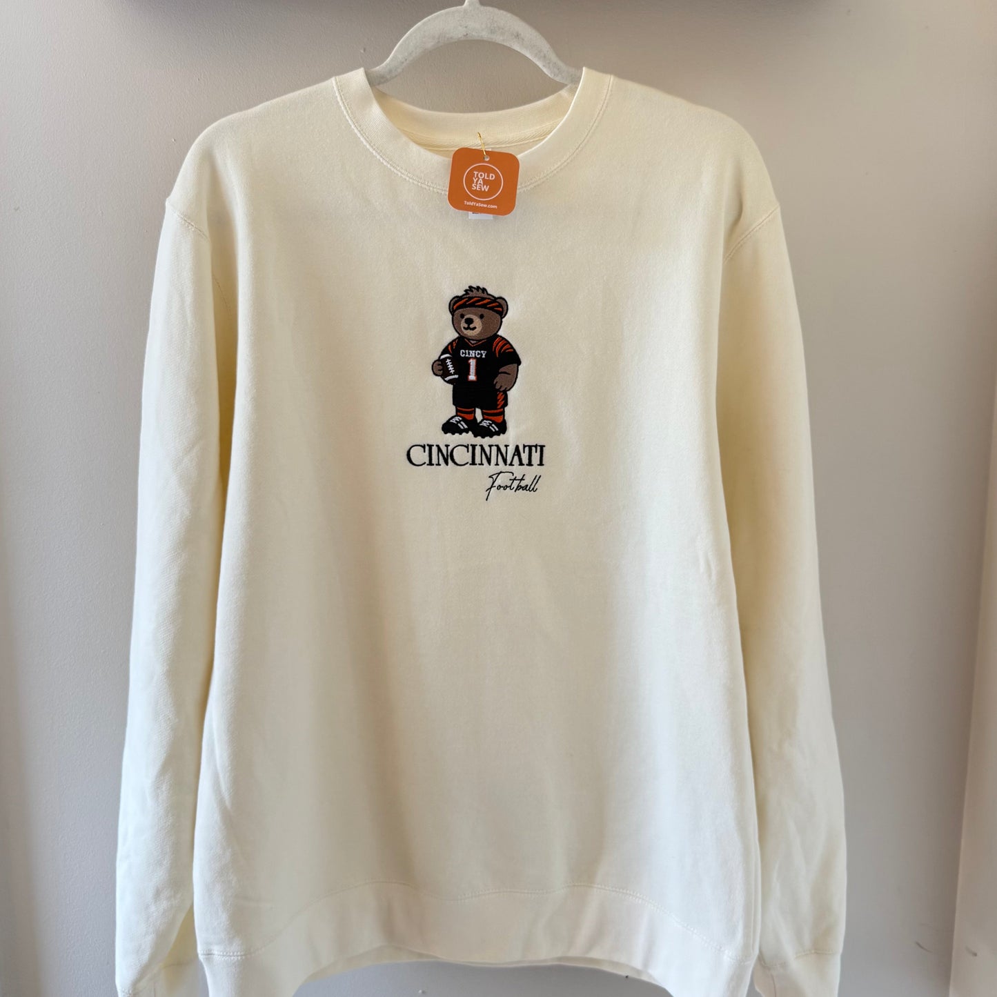 Cincinnati Bengals Football Teddy Bear Embroidered Crewneck