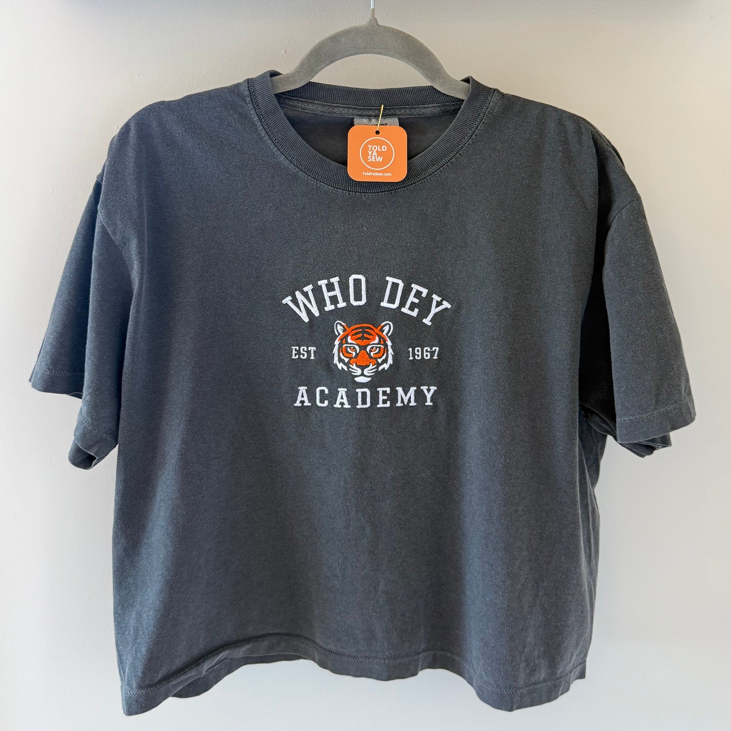 "Who Dey Academy" Cincinnati Bengals Football Embroidered Boxy Tee or Crewneck