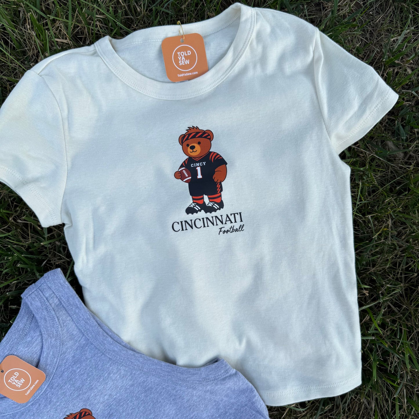 Cincinnati Bengals Football Teddy Bear Tee or Tank: Crop & Relax Fit Options