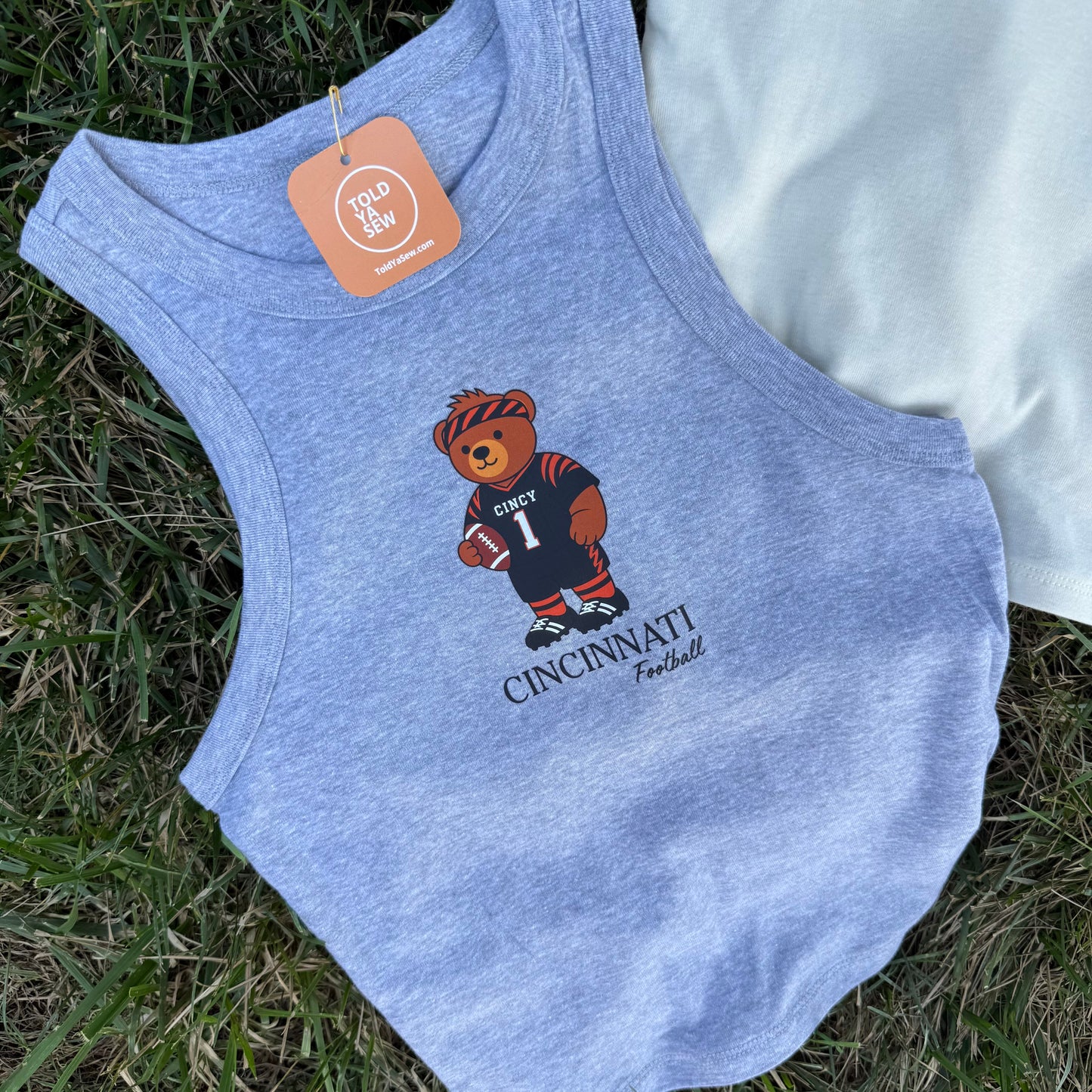 Cincinnati Bengals Football Teddy Bear Tee or Tank: Crop & Relax Fit Options
