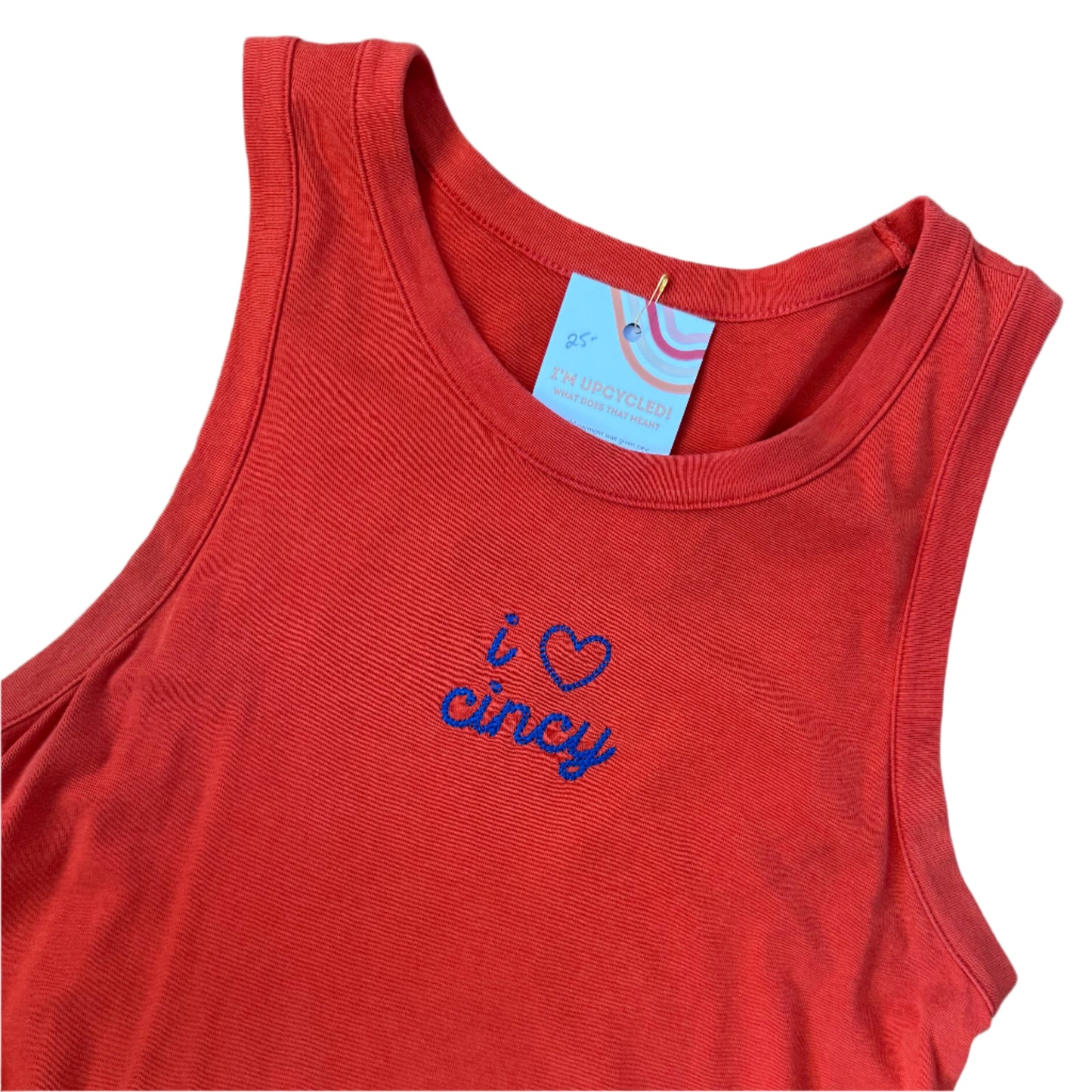 "I Love Cincy" FC Cincy Soccer Embroidered Upcycled Tank Top