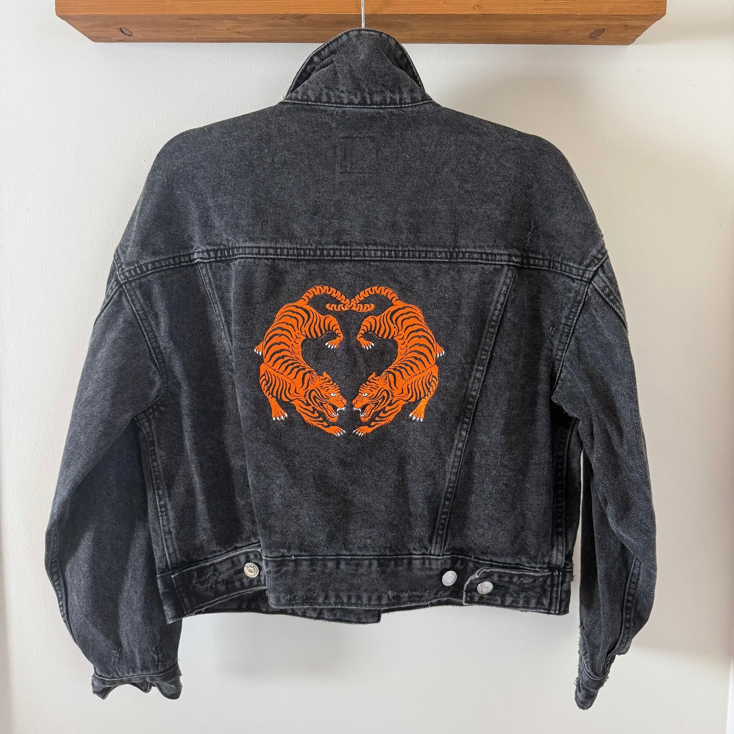 Double Tiger Bengals Upcycled Stonewashed Denim Jacket