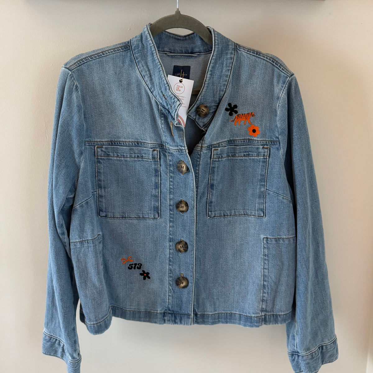Cincinnati Bengals-Inspired Embroidered Denim Jacket