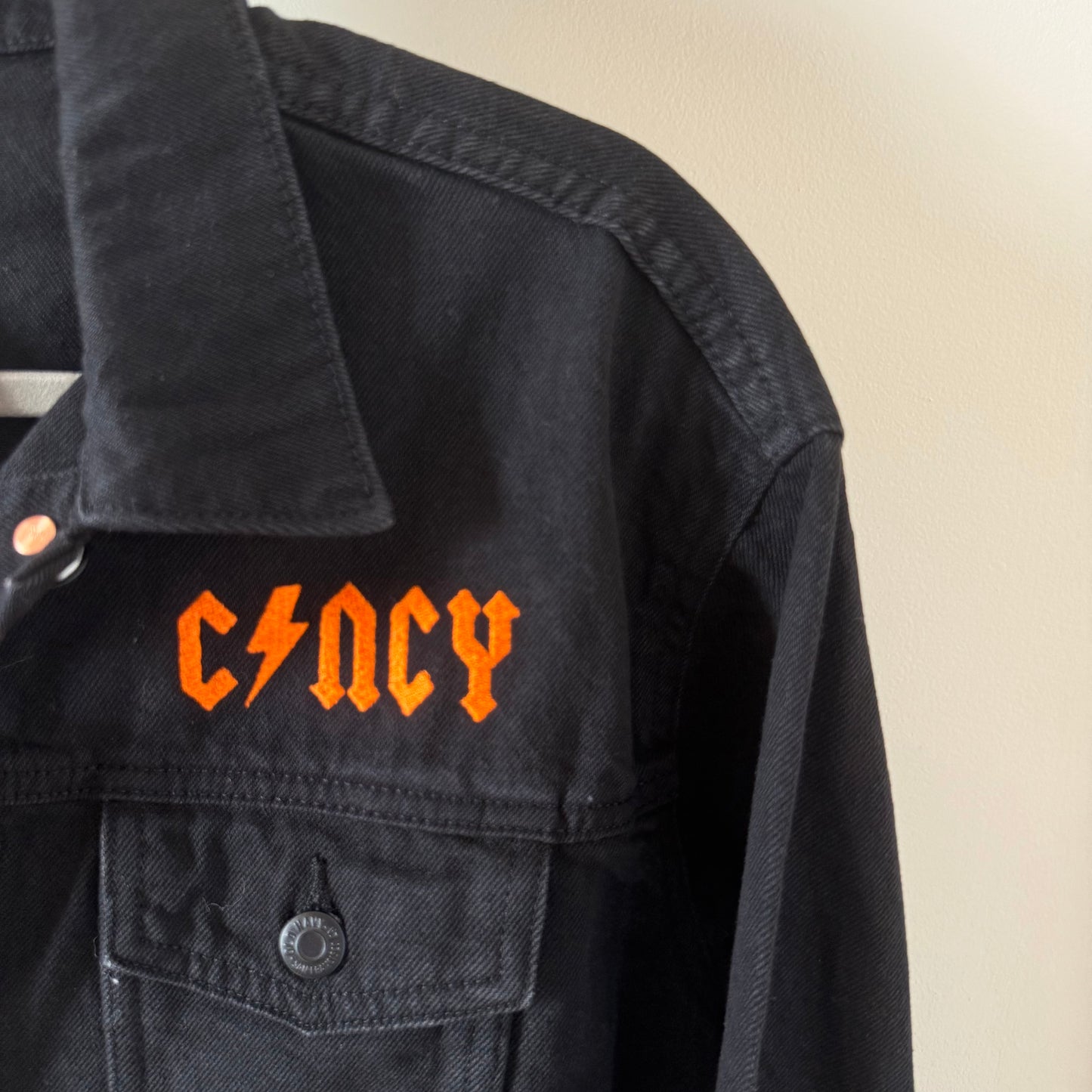 "Welcome to the Jungle" Cincinnati Bengals Upcycled Embroidered Denim Jacket