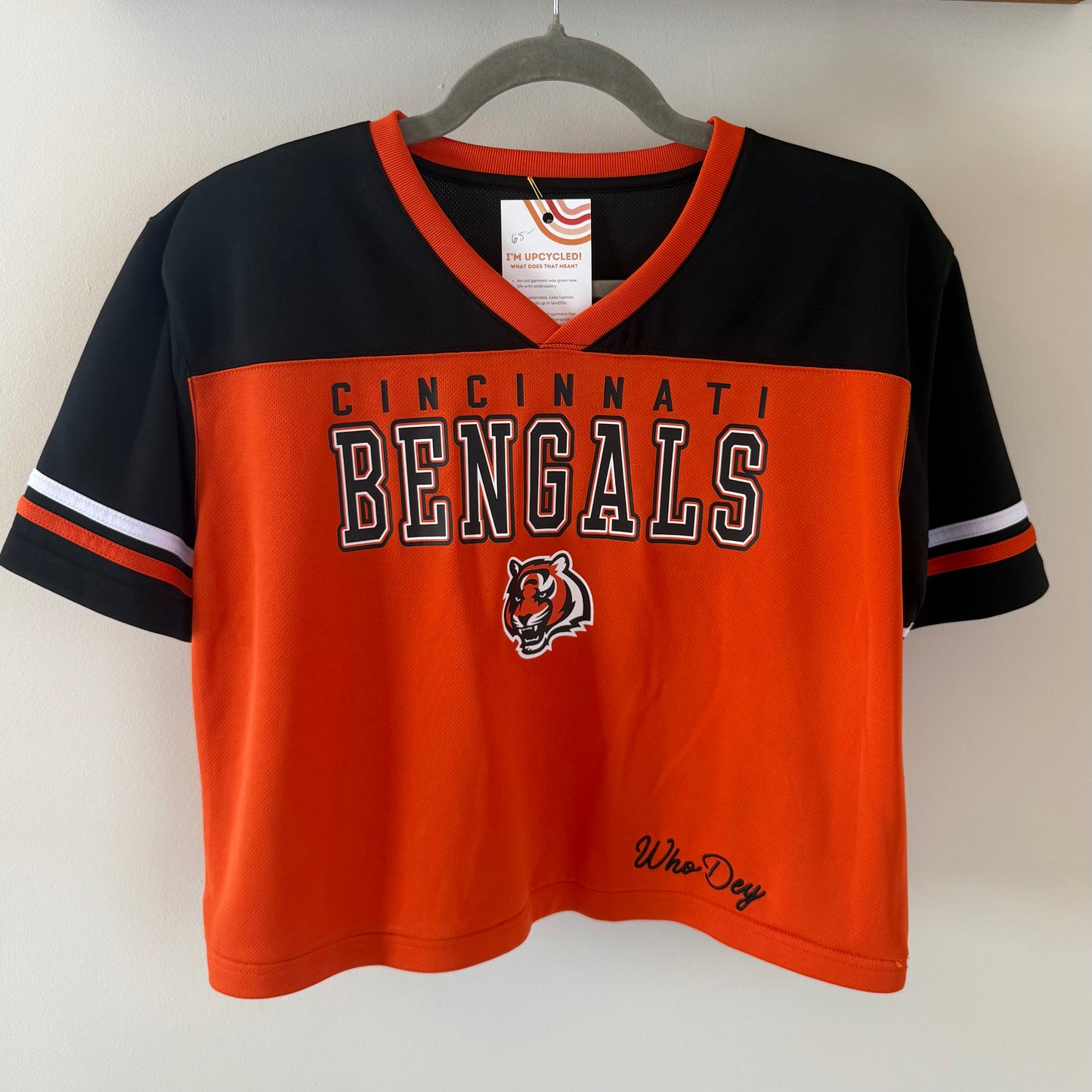 Cropped Cincinnati Bengals Upcycled Jersey T-Shirt