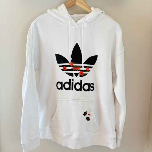 Bengals Tiger Flowers Embroidered Upcycled Adidas Hoodie