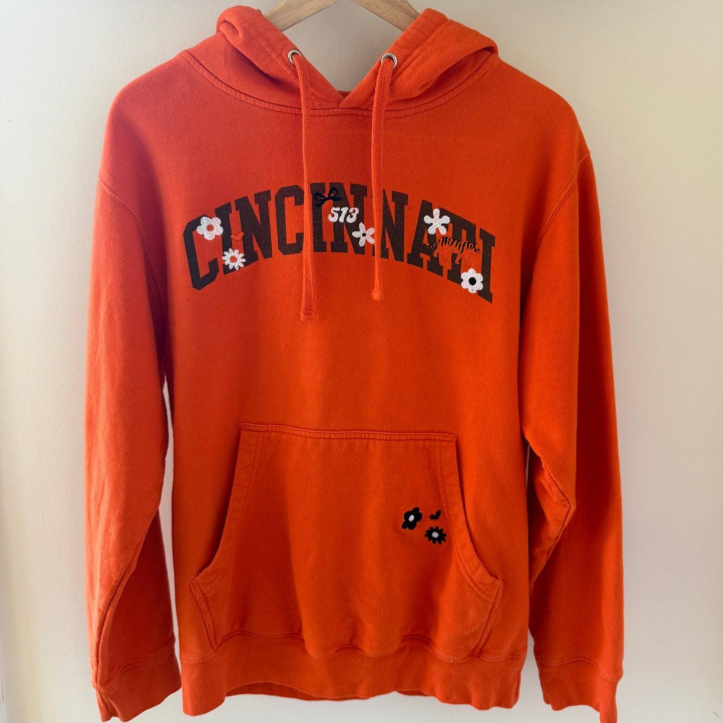 Cincinnati Bengals  Embroidered Upcycled Orange Hoodie