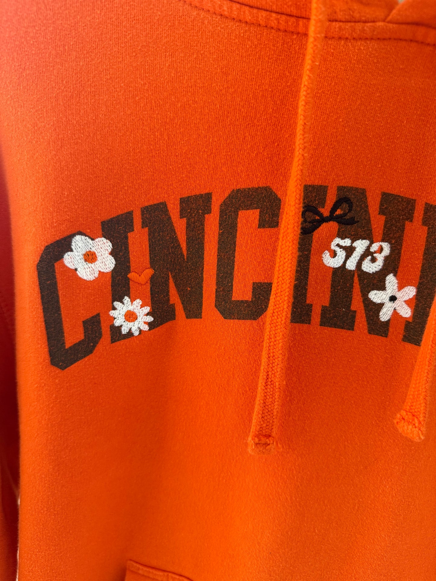 Cincinnati Bengals  Embroidered Upcycled Orange Hoodie