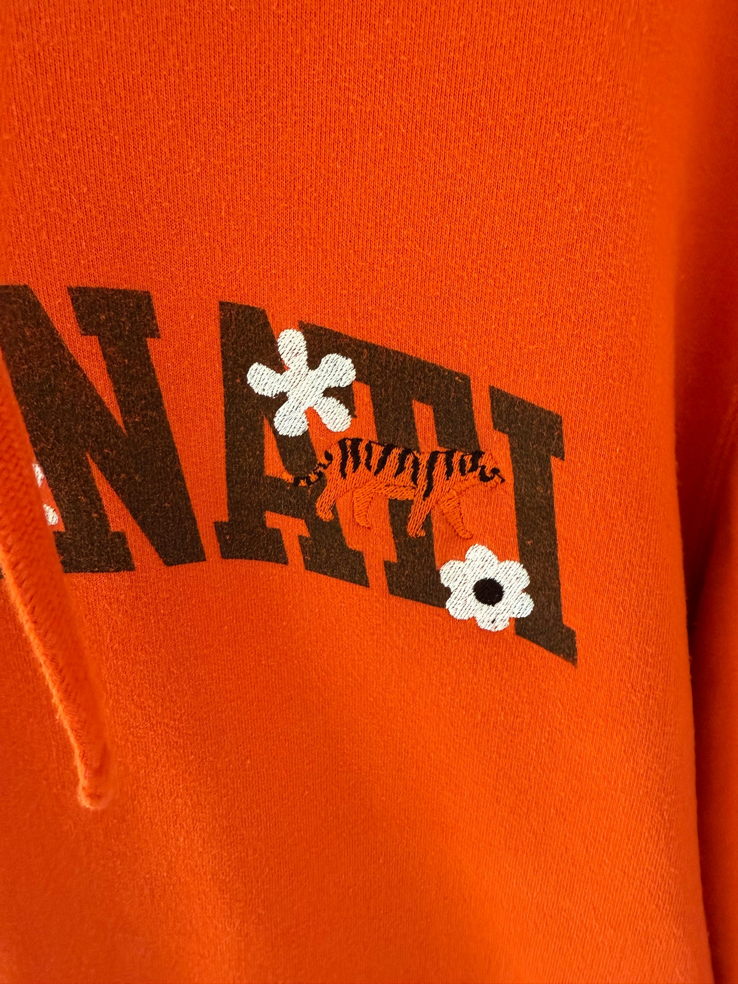 Cincinnati Bengals  Embroidered Upcycled Orange Hoodie