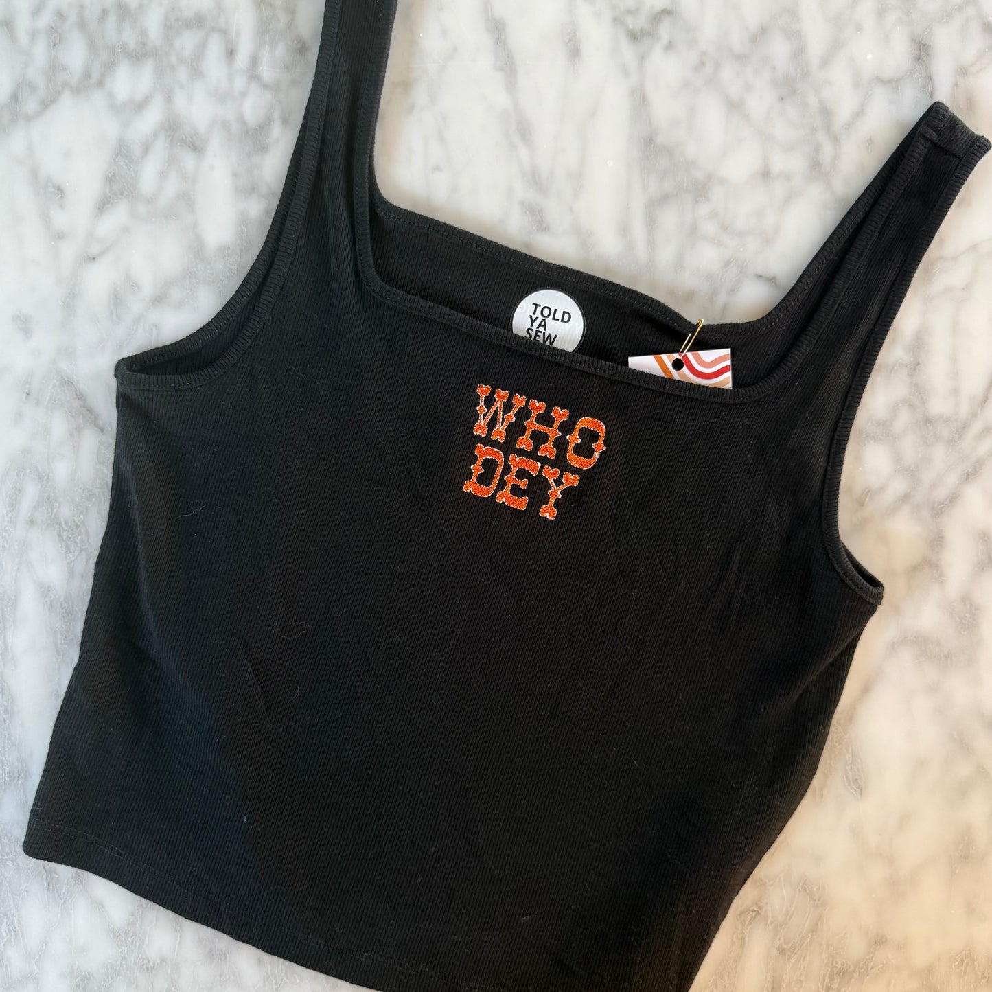 Who Dey Embroidered Upcycled Ribbed Tank Top