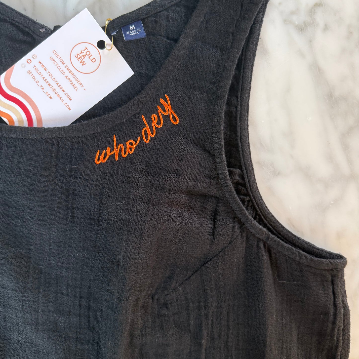 Cincinnati Bengals Embroidered Upcycled Cotton Tank