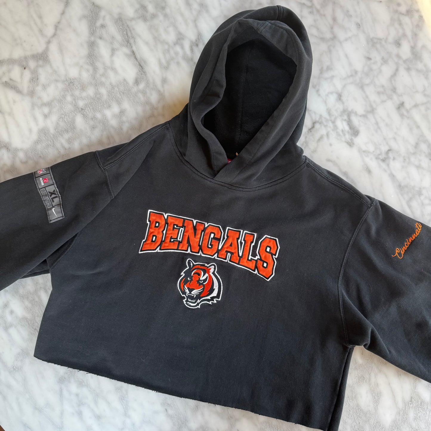 Bengals Cropped Upcycled Hoodie