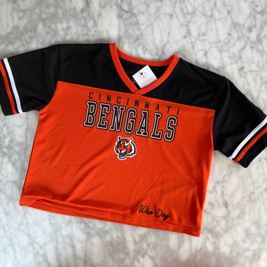 Cropped Cincinnati Bengals Upcycled Jersey T-Shirt