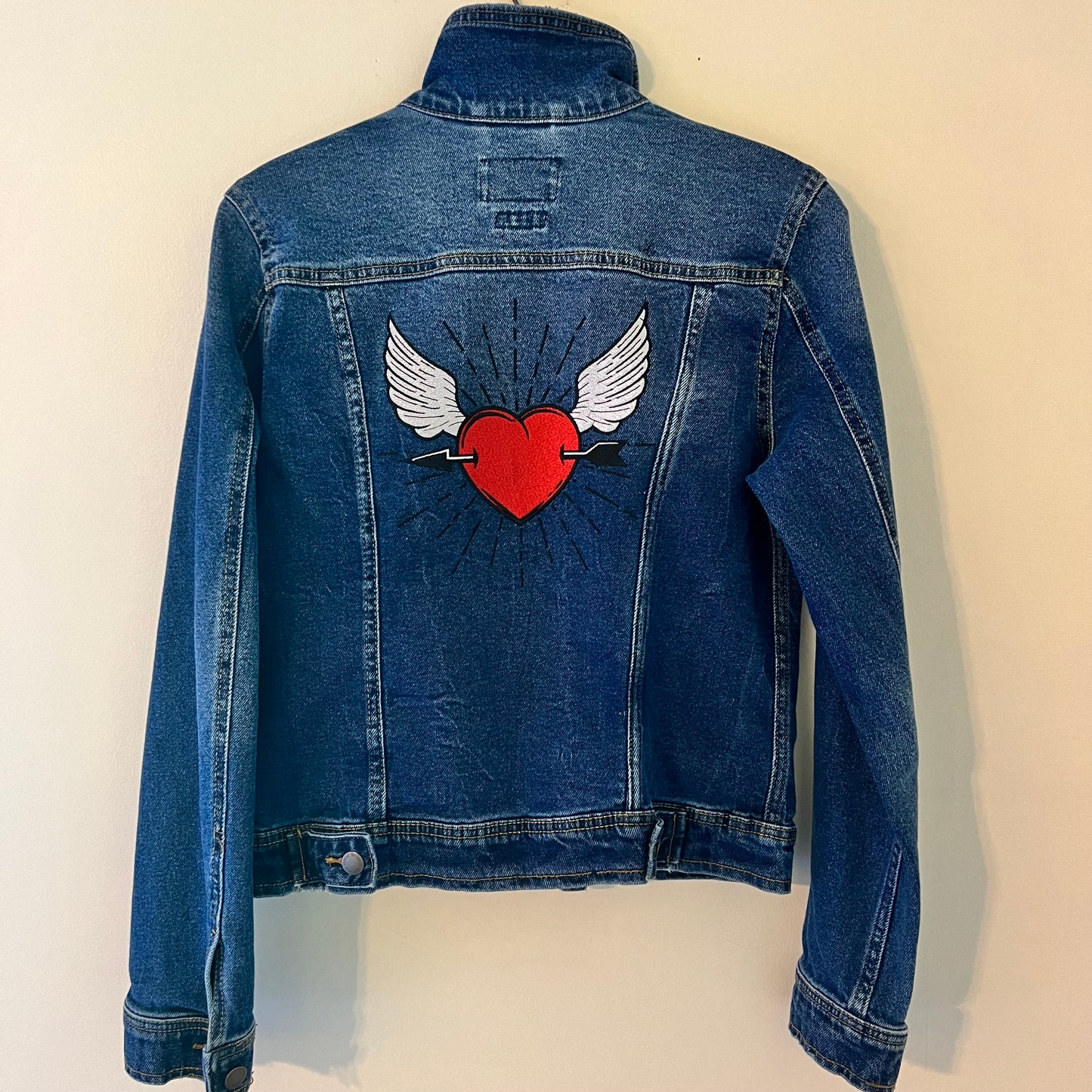 "Birds of a Feather" Upcycled Embroidered Denim Jacket