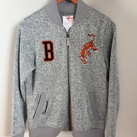 Cincinnati Bengals Embroidered Upcycled Bomber Jacket Sweater