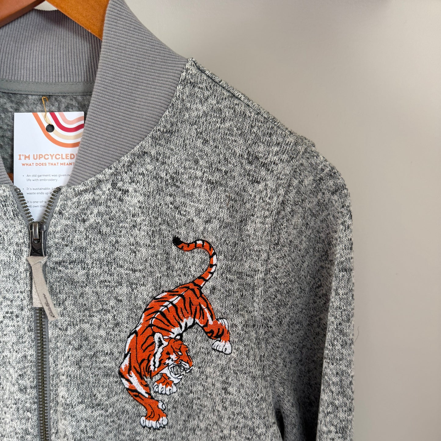 Cincinnati Bengals Embroidered Upcycled Bomber Jacket Sweater
