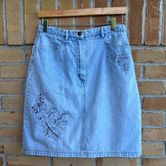 Upcycled Vintage Midi Denim Skirt