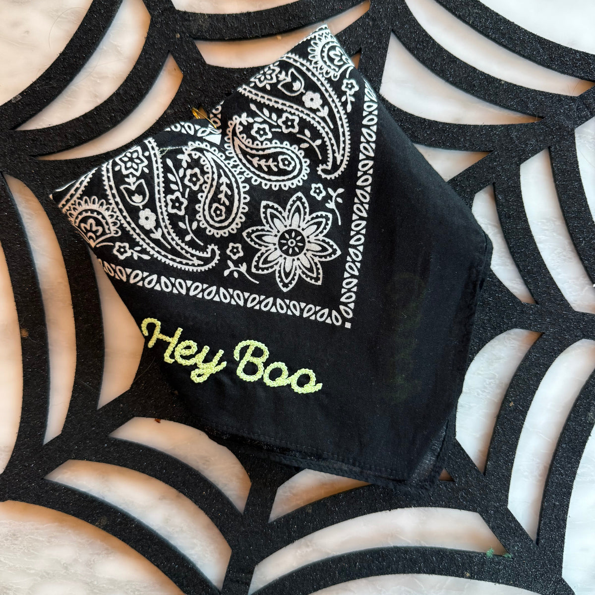 Glow-in-the-Dark Chainstitch Embroidered Bandanas