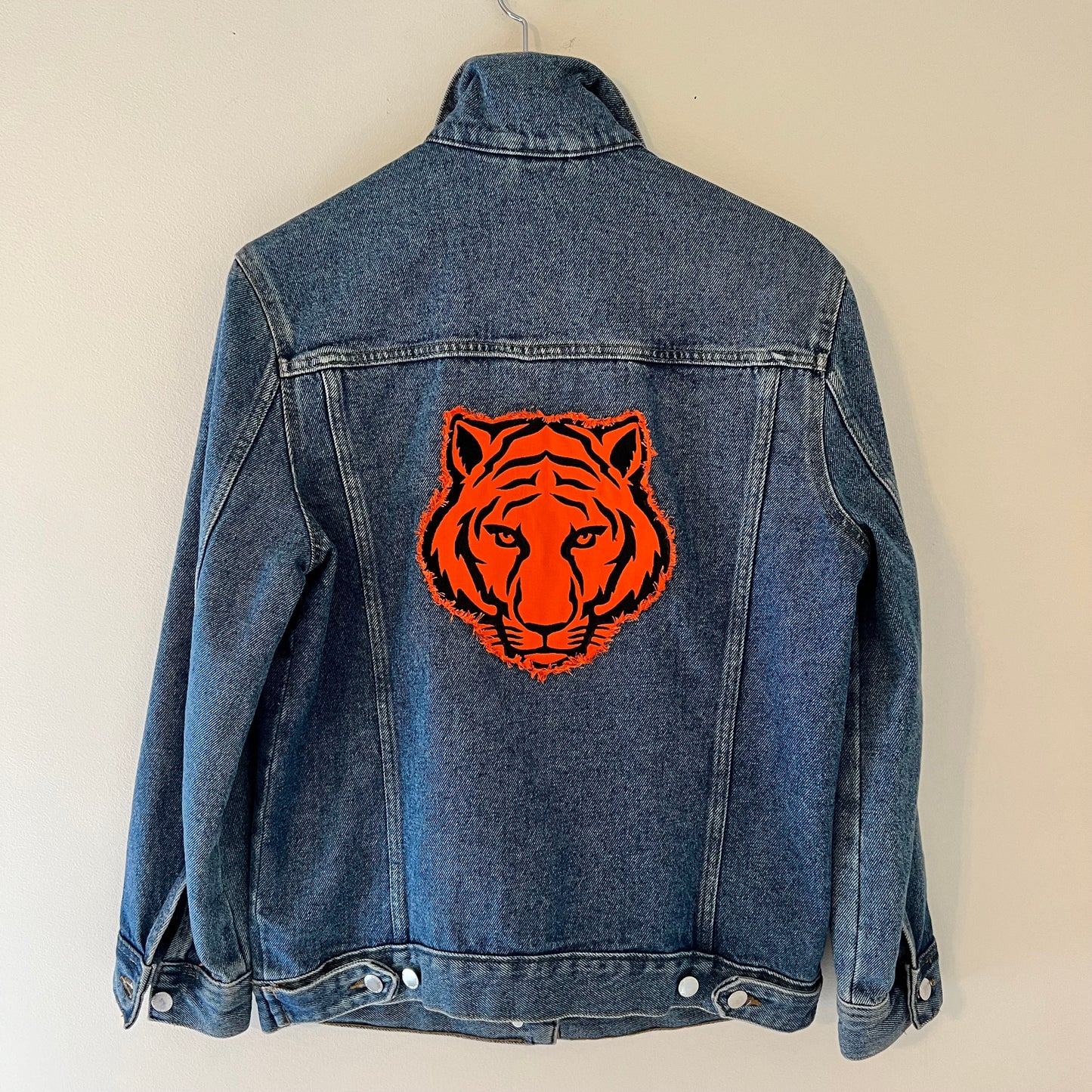 Cincy Bengals Football Upcycled Embroidered Denim Jacket